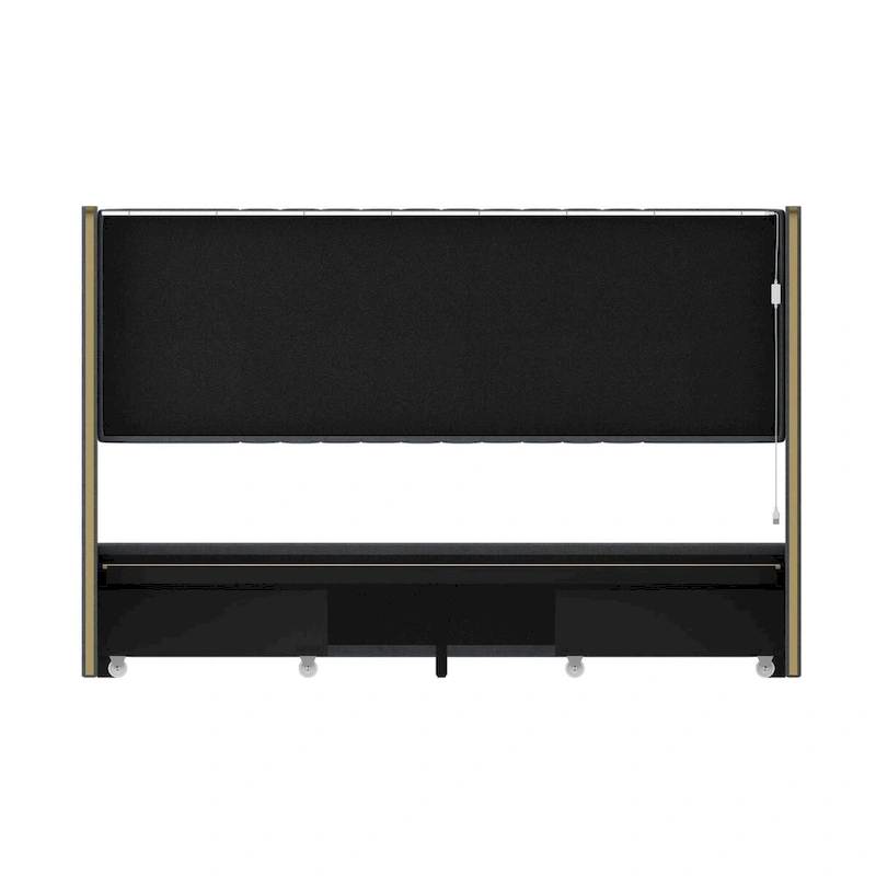 Modern Illuminated Bed Frame with Gold Trim - Chic Upholstered Design