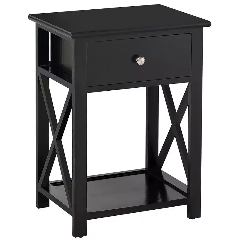 HOMCOM 22 Traditional Wood Accent End Table With Storage Drawer for Living Room or Bedroom