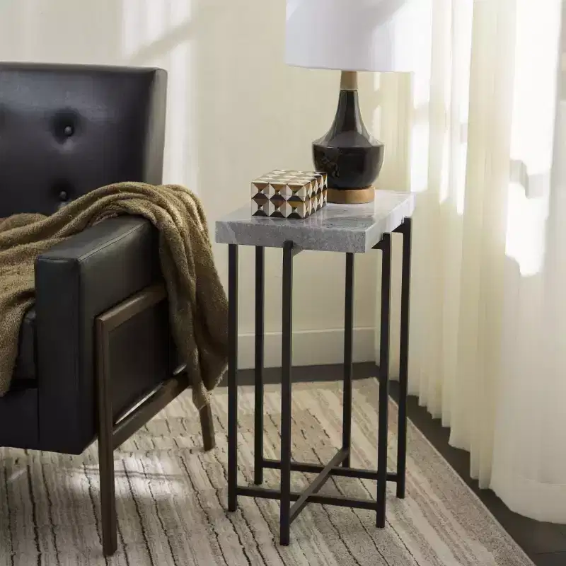 Aloha Marble Side Table - ACC3748 - Grey/Black - Safavieh