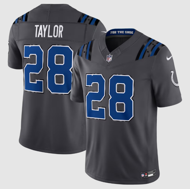 Indianapolis Colts Jonathan Taylor Anthracite 2026 Rivalries Collection Stitched Limited Jersey