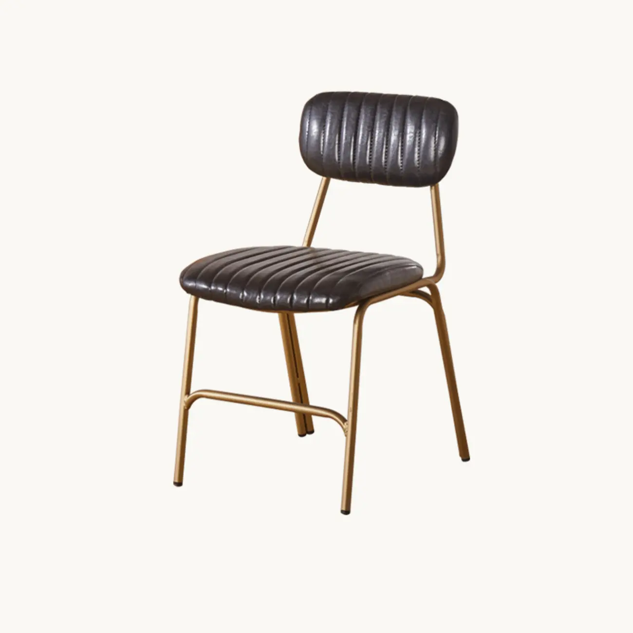 Modern Metal Frame Faux Leather Open Back Dining Chair