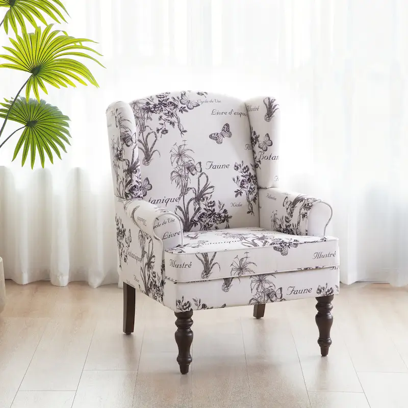 Accent Armchair with Turned Legs Set of 2 Blue/ Beige / Grey