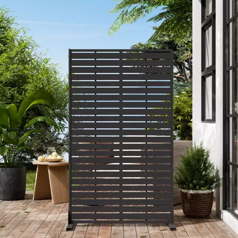 NAYSAYE Outdoor Privacy Screen 60in H x 35in W with Stand HDPE Louver Privacy Fence Freestanding Patio Divider Panel for Deck Balcony Backyard