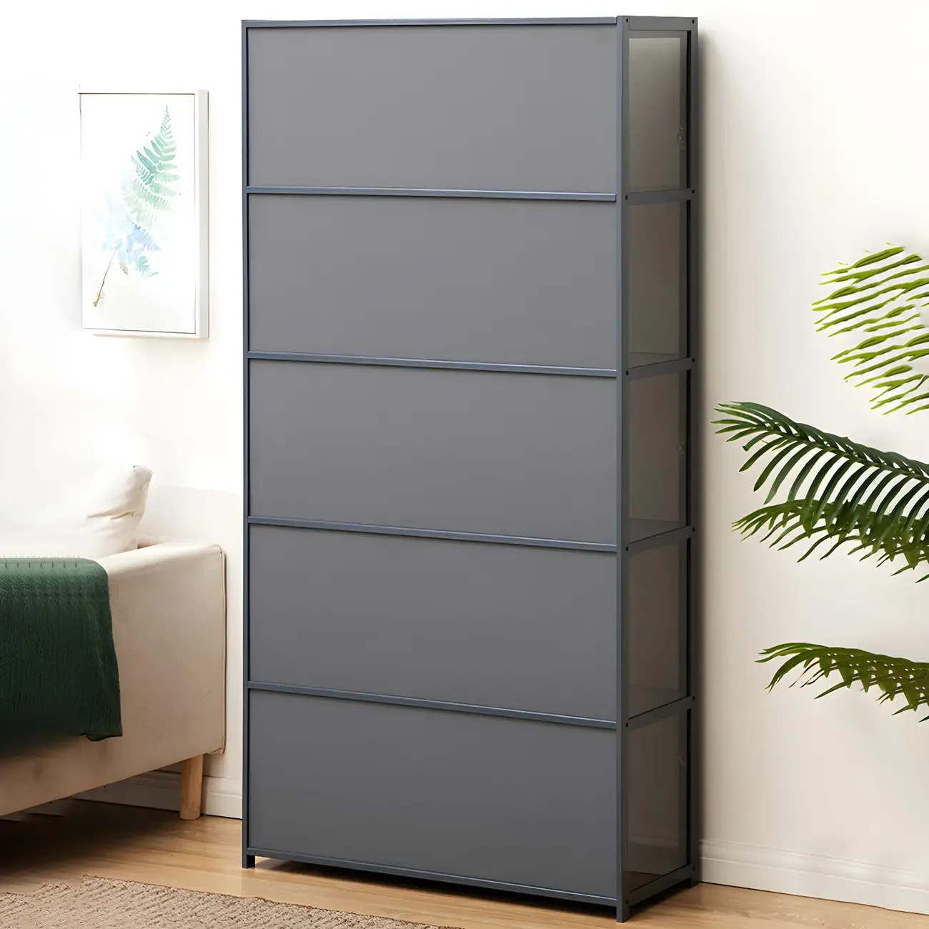 Modern Natural Bamboo Acrylic Standard  Display Cabinet