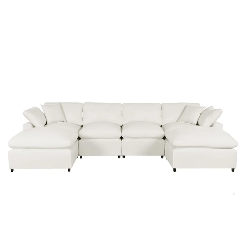 Merax Modern Large U-Shape Sectional Sofa, 2 Large Chaise with Removable Ottomans