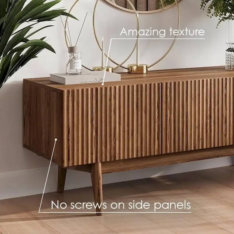 Living Skog Kelly TV Stand Console Fits TV's up to 65 in. with Wood Legs in Mid Century Modern Scandinavian Design