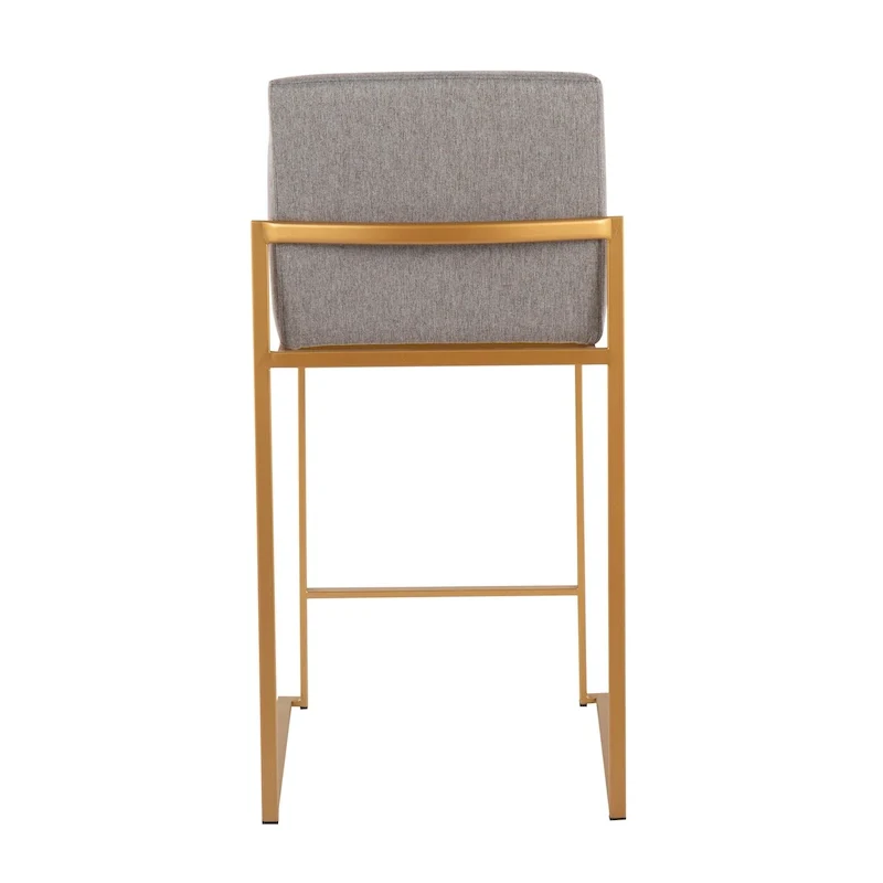 Black/Grey/White High Back Upholstered Counter Stool, Set of 2, 1-Person