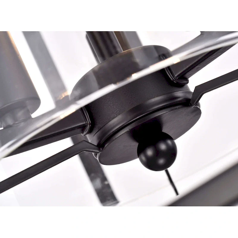 Marta Antique Black 3-light Glass and Metal Lantern Pendant Chandelier