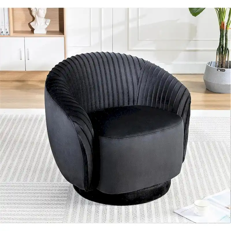 Modern Barrel Swivel Accent Chair with Plush Velvet Upholstery