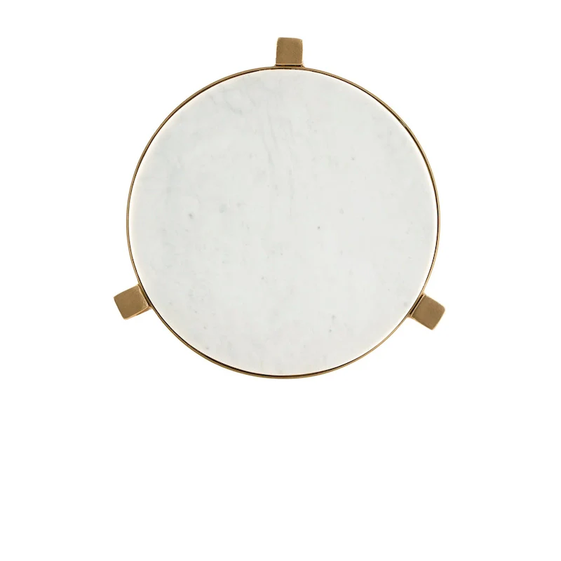 Billie 24-Inch Tall Genuine Marble Top White and Gold Accent End Table