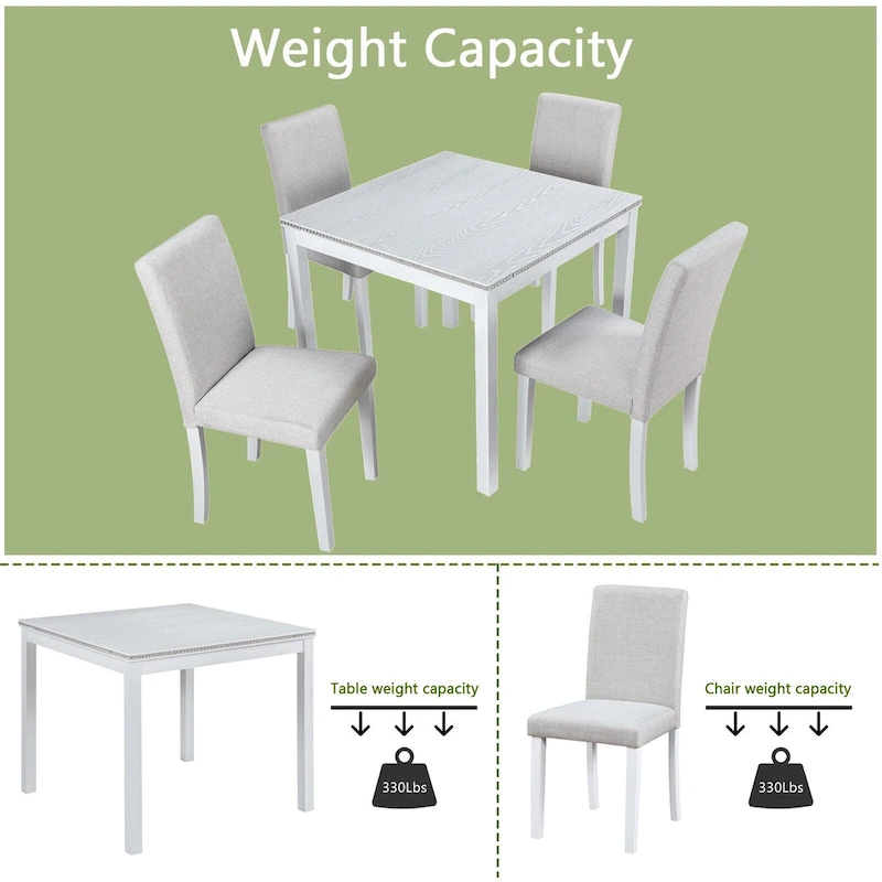 5 Piece Wooden Dining Table Set