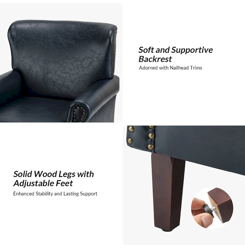 Levi Vegan Transitional Armchair with Rolled Arms Set of 2