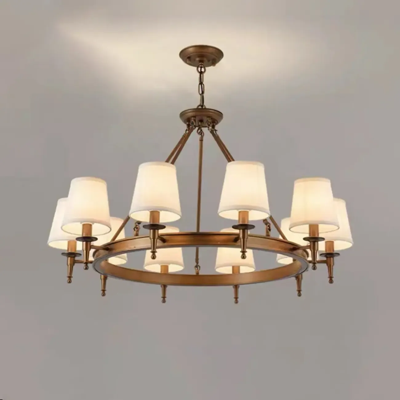 America Country Ring Fabric Lampshade Black Chandelier