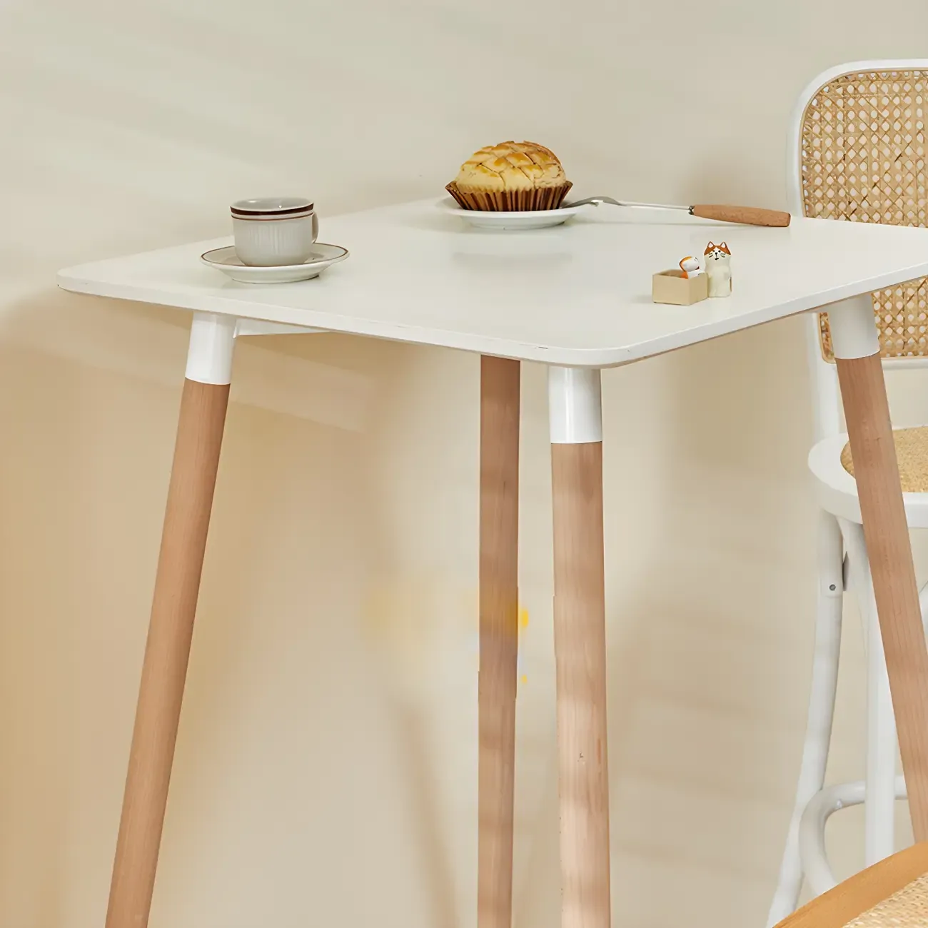 Wooden Natural Finish Square Small Bar Height Table