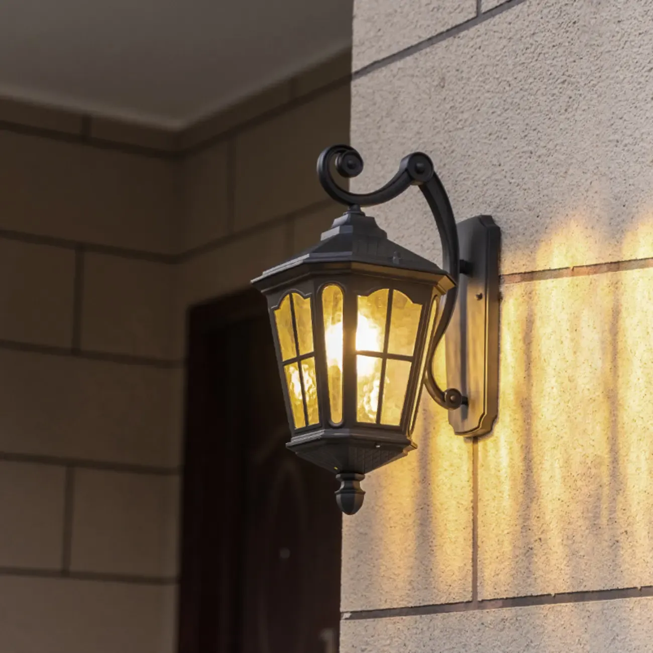 Small Industrial Metal Glass Lantern Outdoor Wall Light