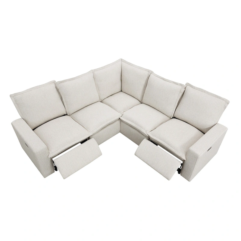 89.76 L-Shaped 5-Seater Sofa with Recliner