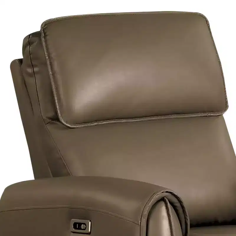 Royal Hampton Power Recliner Chair, Light Brown Faux Leather, Contoured Arms