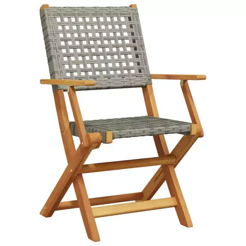 vidaXL Bistro Set Solid acacia wood, PE rattan Medium Foldable
