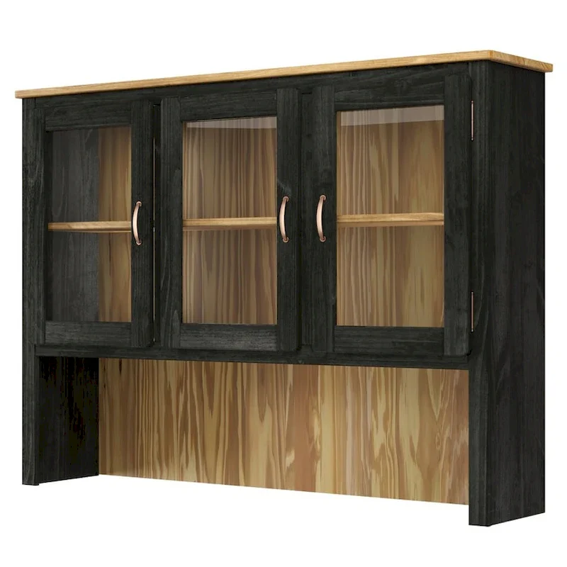 Green / Black Solid Pine Dining Hutch – Single Unit, Buffet Top Style