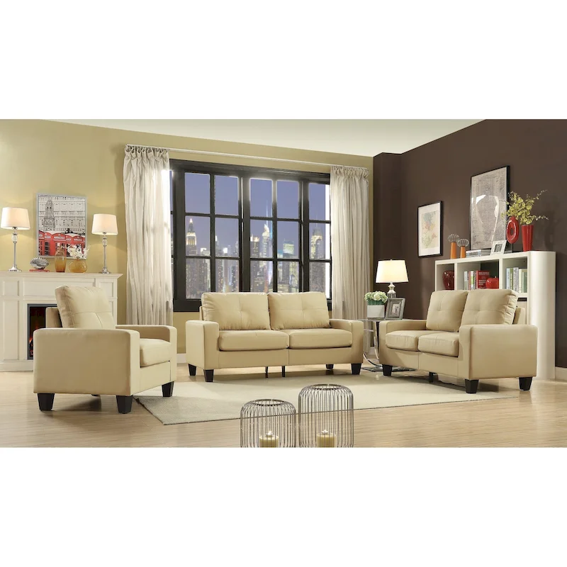 Newbury 71 in. W Flared Arm Faux Leather Straight Sofa - 32L x 71W x 36H