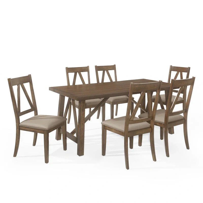 Fairgreens Farmhouse Wood 7 Piece Dining