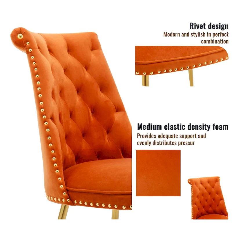 7-Piece Clihome Marble Dining Table with Velvet Chair Dining Chair