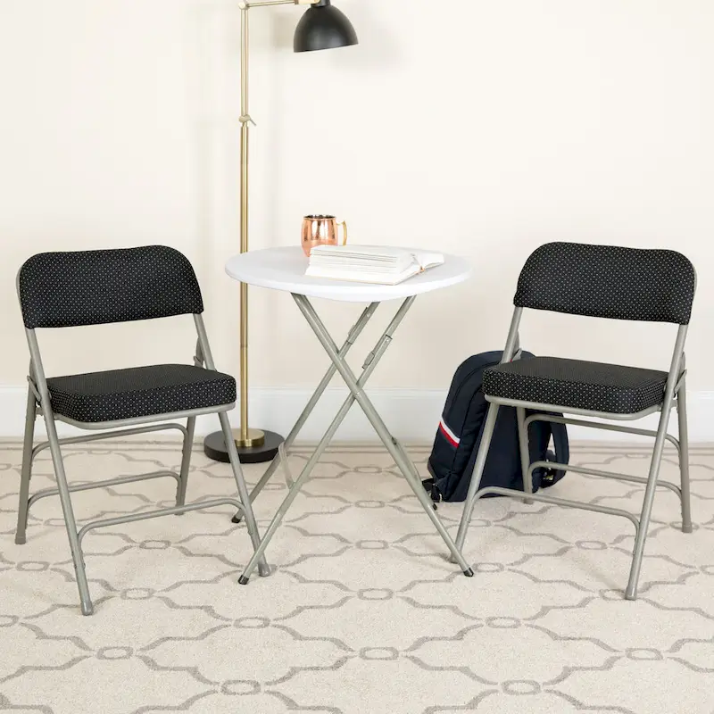 2 Pack Curved Triple Braced & Hinged Fabric Upholstered Metal Folding Chair