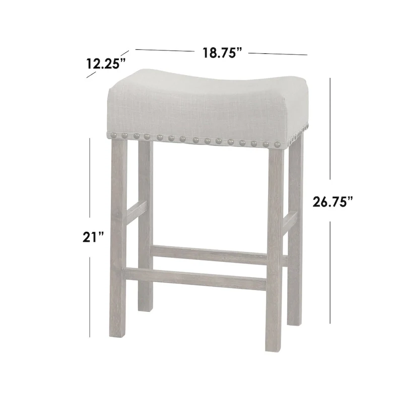 Simple Living Hathaway Nailhead 24-inch Counter Height Saddle Stool (Set of 2)