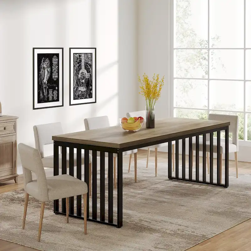78.74-inch Kitchen Dining Table with Metal Legs