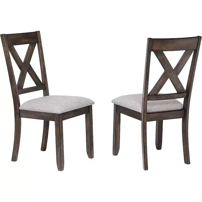 Kings Brand Furniture - Lewiston Brown Wood Dining Upholstered Side Chairs (Set of 2)
