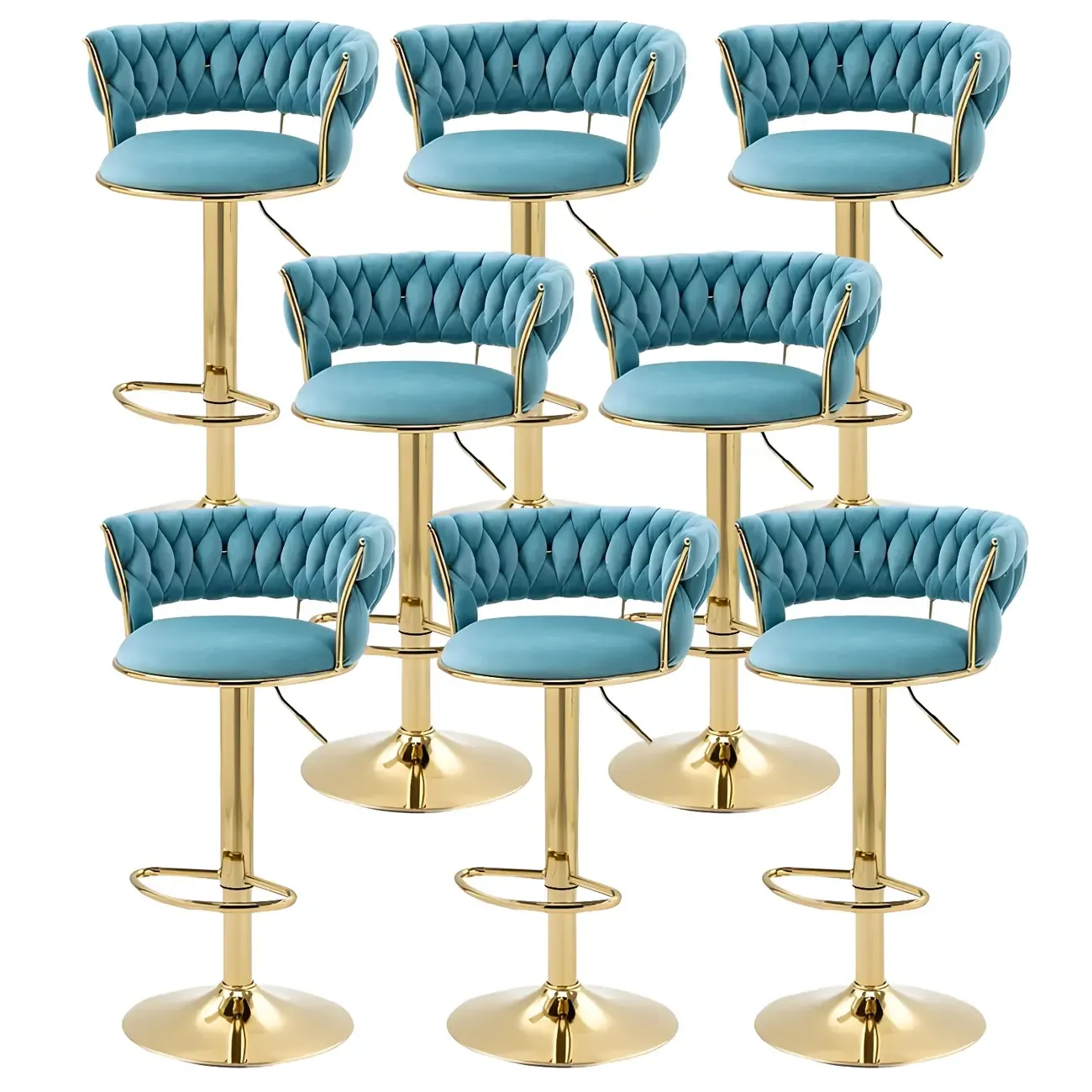 Gold Base Low Back Adjustable Swivel Bar Stool