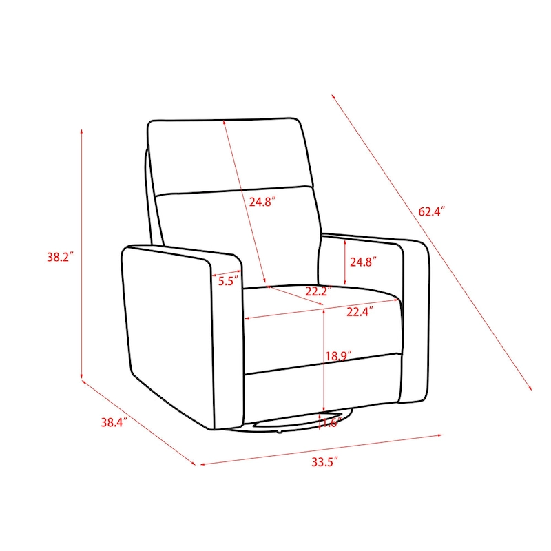 Olmas 33.5 W Power Swivel Glider Recliner with USB Charger