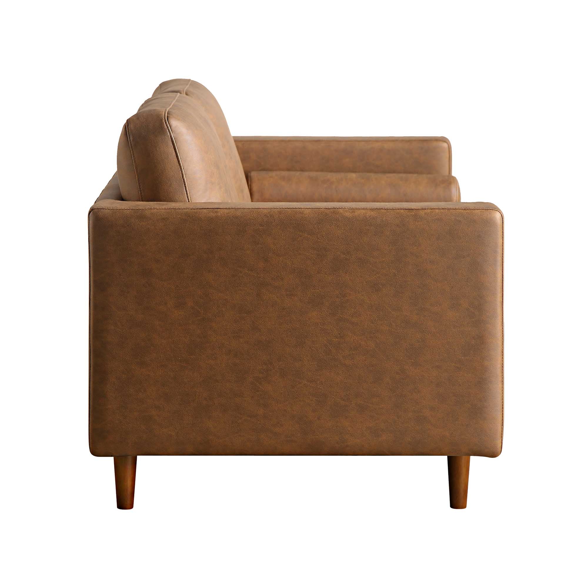 2-Seater Sofa, Tan Faux Suede