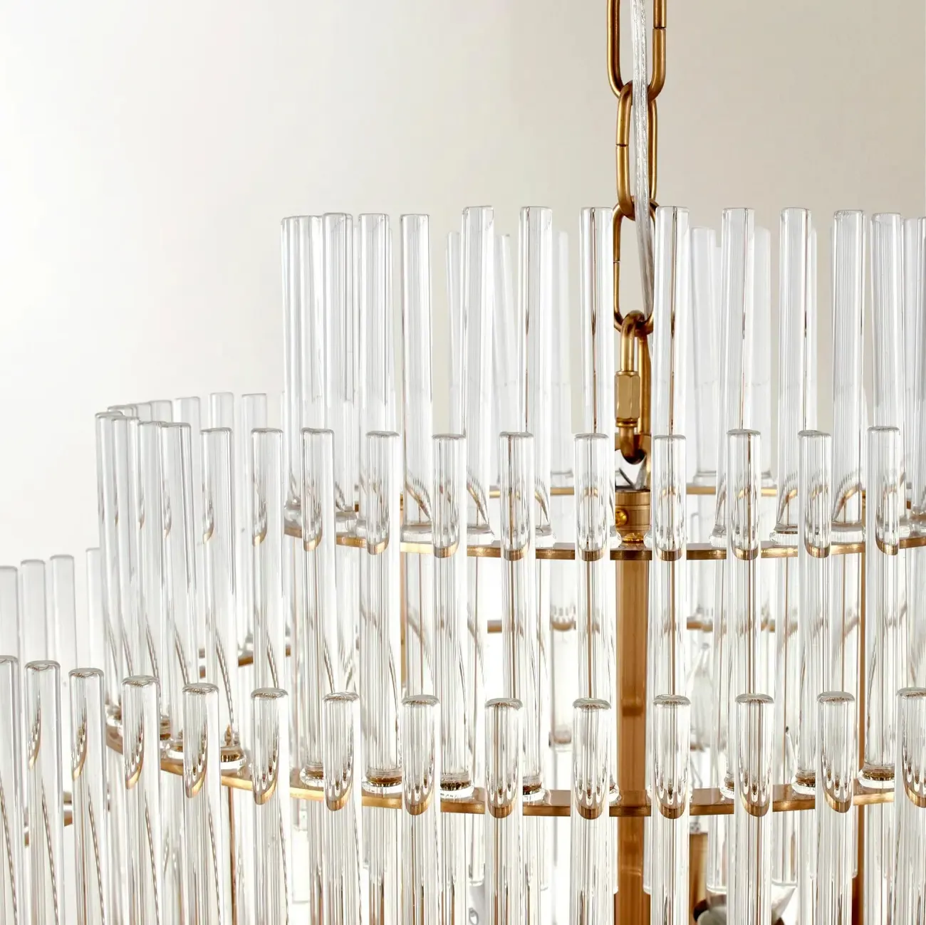 Modern Clear Glass Chandelier with Gold Finish