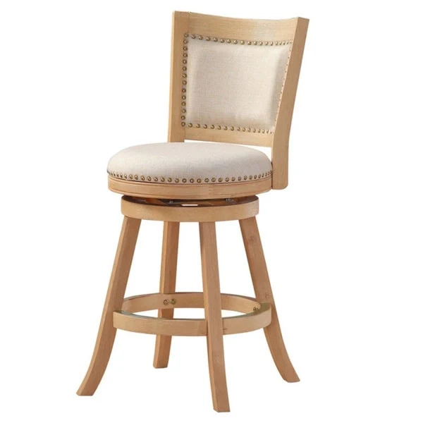 Melrose High Back Swivel Wood Counter Stool