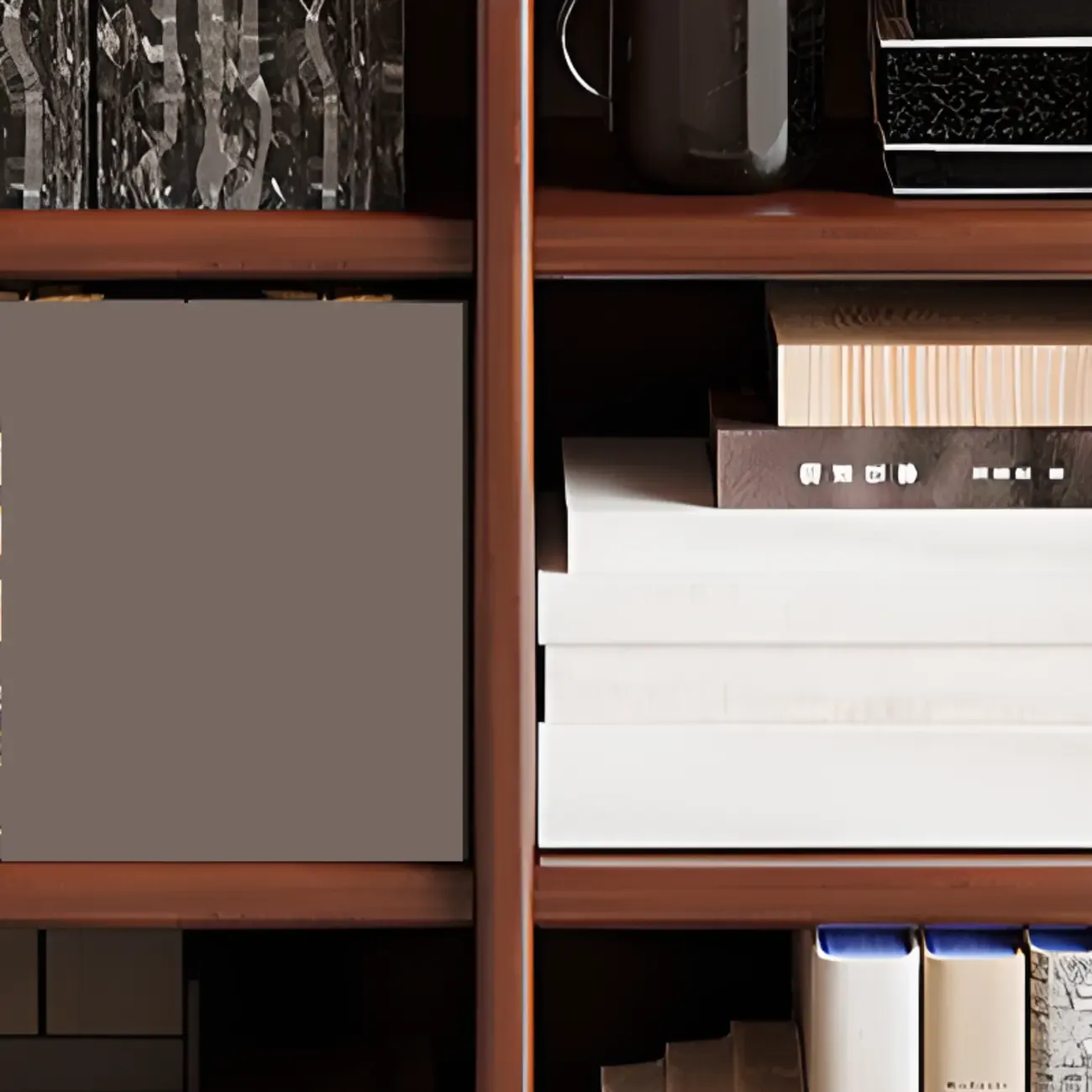 Wide 7-Shelf Modern Wooden Nut-Brown Open Bookcase