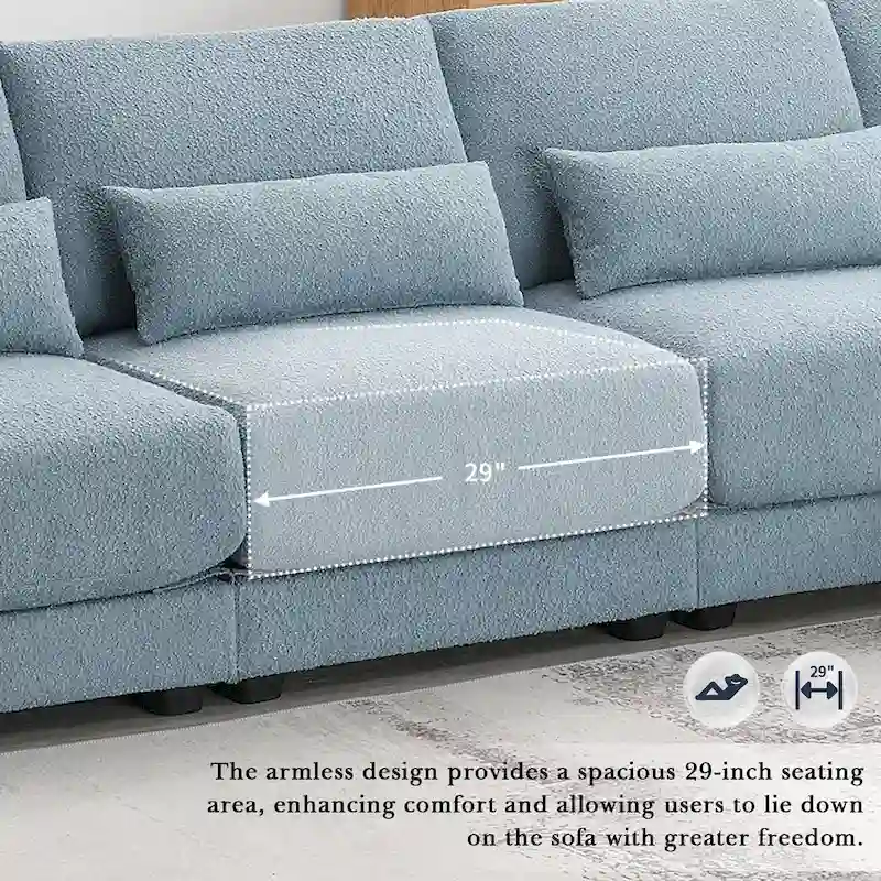 Blue 120 L-Shaped 4-Seat Sectional Sofa
