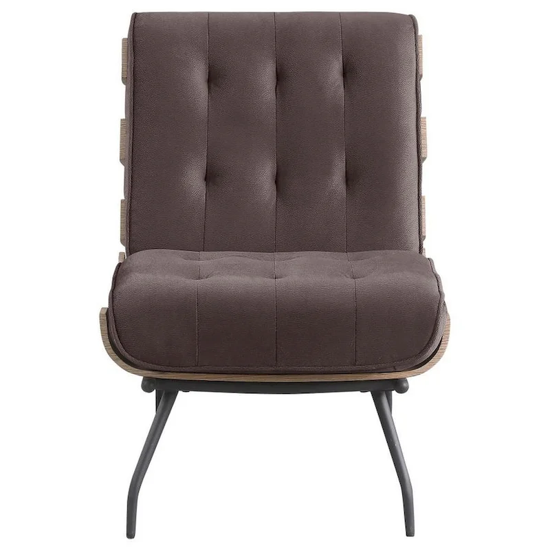 Nain 35 Inch Accent Chair, Oversized Cushion Tufted Back, Dark Brown