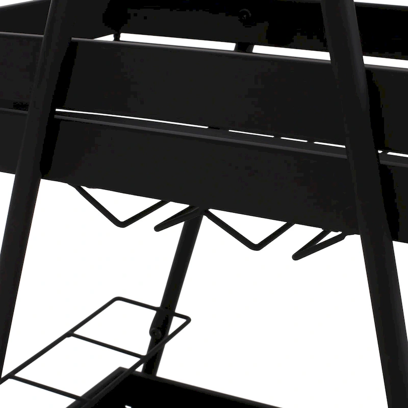 Modern Industrial Bar Cart with Iron Frame, Wheelbarrow-Inspired Design, Wine Bottle Holders and Mobile Rolling Wheels