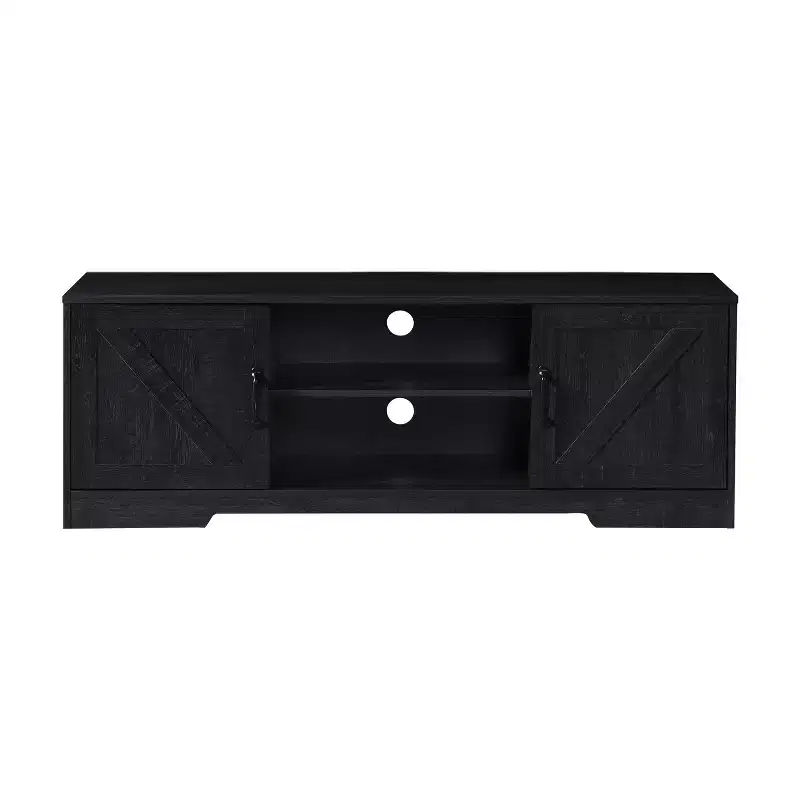 AndMakers 59 in. Farmhouse TV Stand For TVs Up To 59 with 2 Storage Cabinets, Wood Barn Door Media Television Console Table With Storage