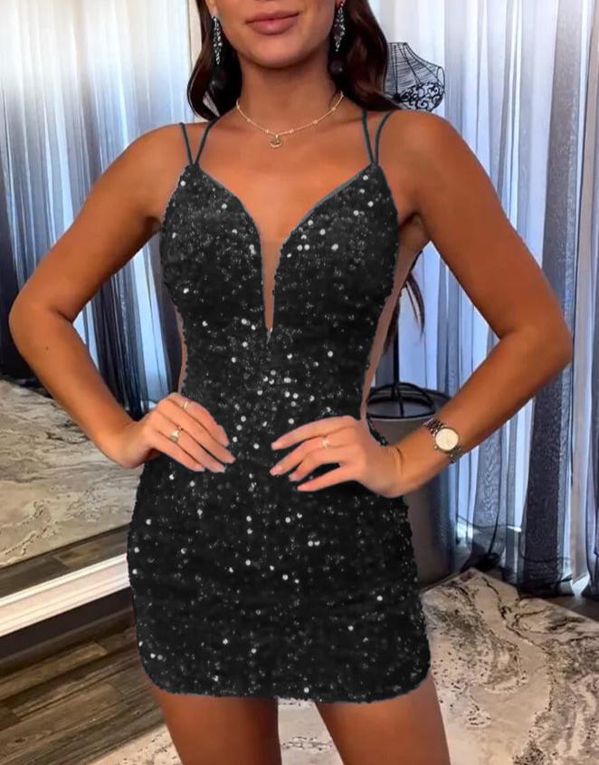 Sheath Fuchsia Sequin Mini Party Dresses