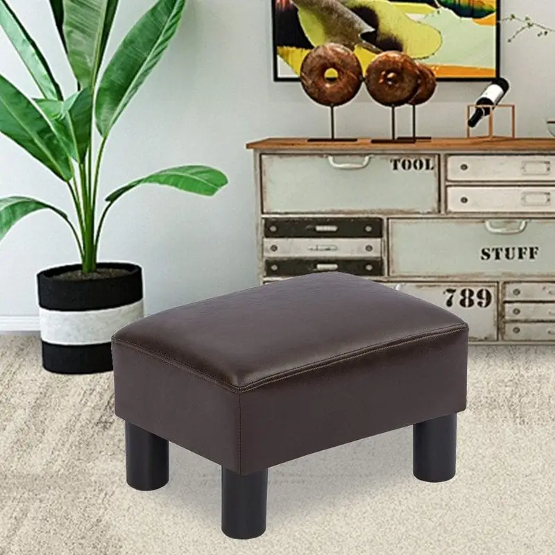 Small Rectangular Ottoman Modern PU Leather Footrest Stool Chair