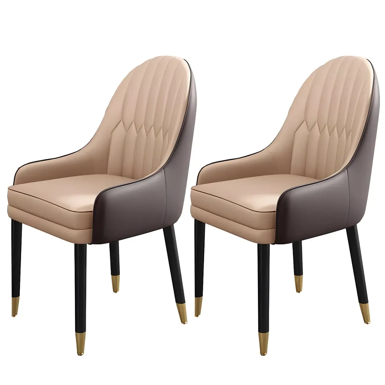 Modern Leather Upholstered Dining Chair with Arms