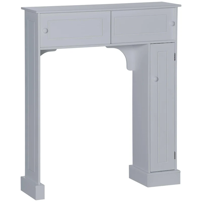 Grey Over-Toilet Storage Cabinet with Sliding Door, Freestanding, 1-Person