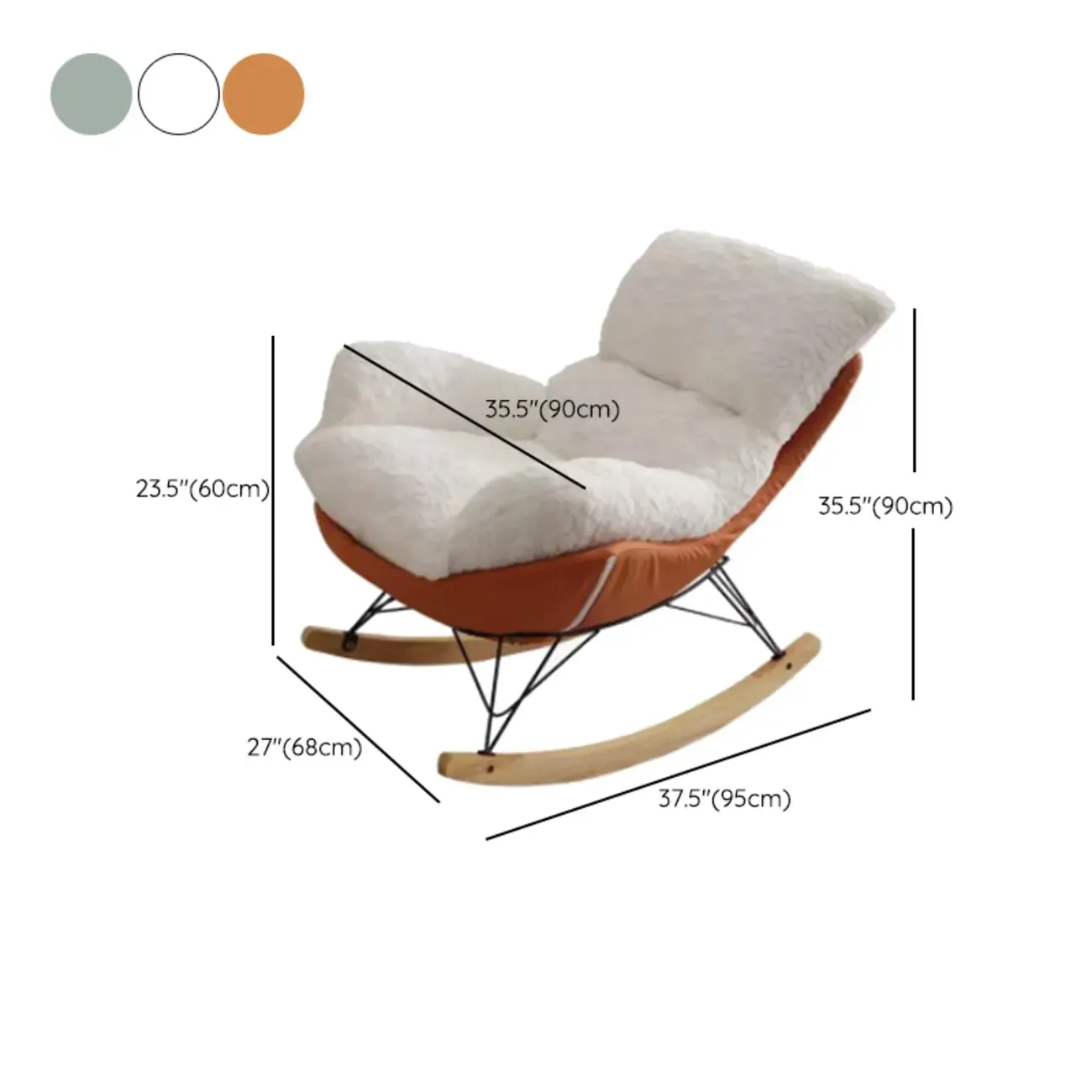 Modern Armless Upholstered Rocking Chair with Ottoman