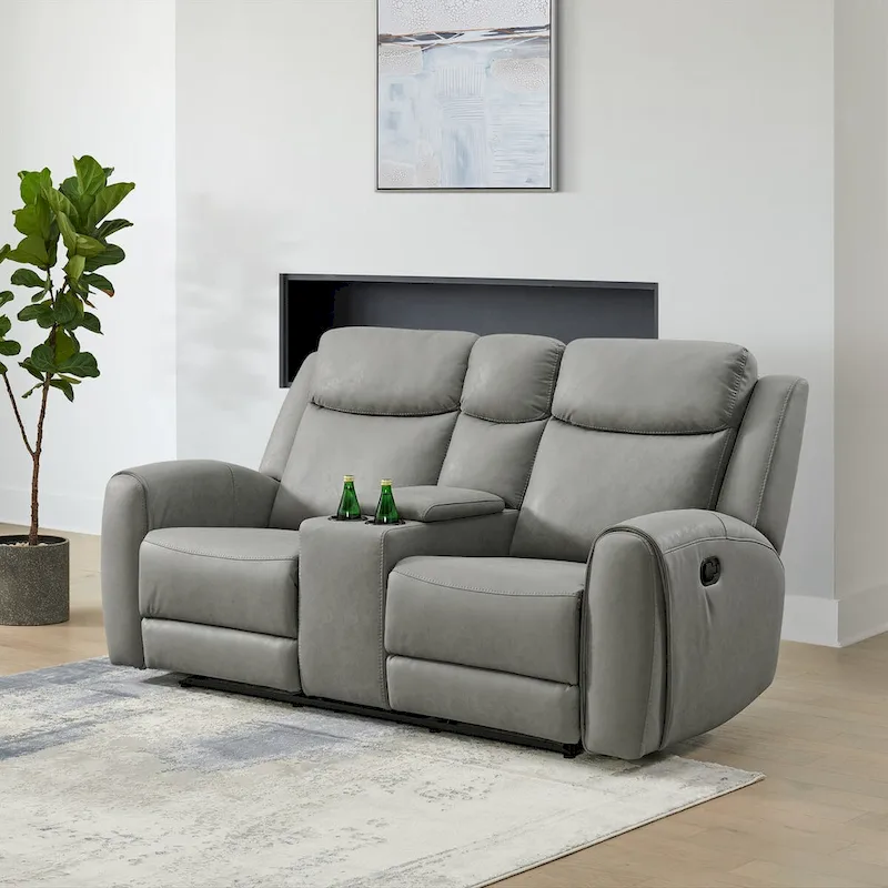 Roundhill Furniture Wesley 2-Piece Transitional Reclining Set, Gray