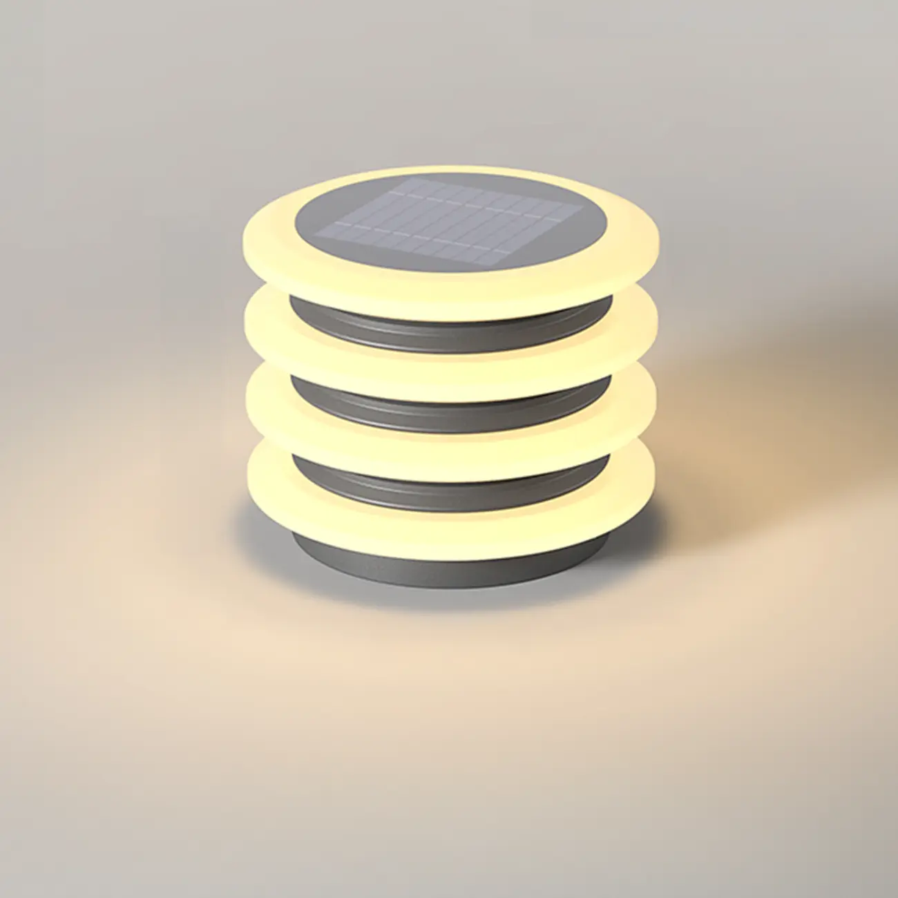 Modern 4-Layer Cylinder Solar Outdoor Post Lights