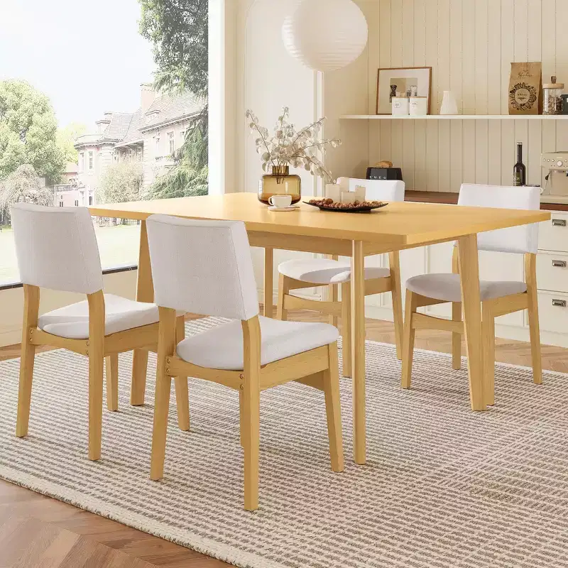PexFix Rustic Farmhouse Dining Table Solid Wood Frame Minimalist Modern Dining Table for Kitchen Dining Room Living Room