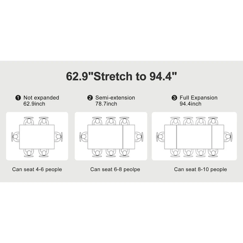 9 - Piece 94.48  Rectangular Extendable Sintered Stone Dining Table with 8 Faux leather Chairs Dining Set