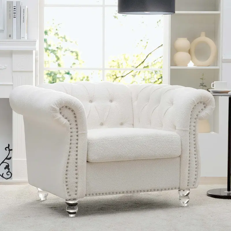 Leather Sofa - Multiple Colors, Pleated Rolled Arms, Seats 3